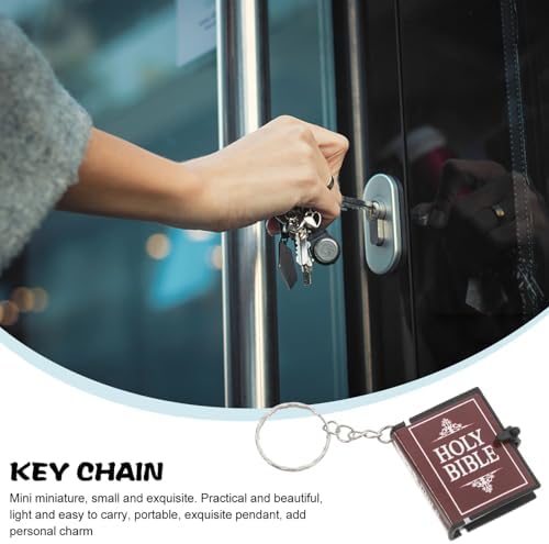 4pcs Miniature Bible Keychain Set with English Verses