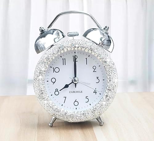 Bling Rhinestone Alarm Clock with Silver Design