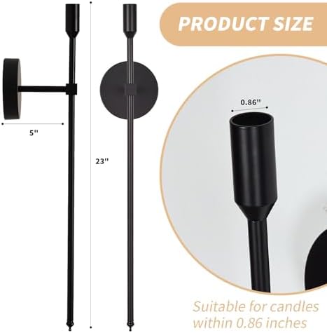 Black Candle Sconces Wall Holder Set of 2