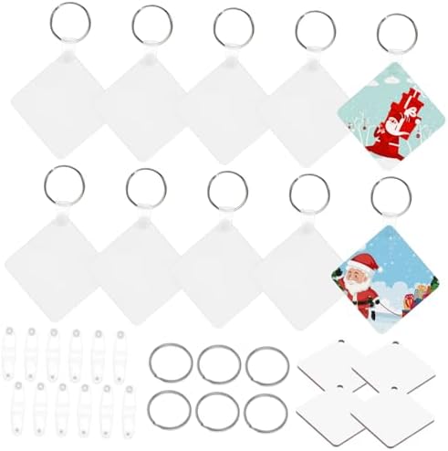 NUOBESTY 40Pcs Blank Keyrings Double Sided Keychains