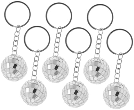 Wakauto 6pcs Mirror Disco Ball Keychains