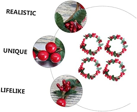 VALICLUD 4pcs Simulated Berry Candle Wreaths Decor for Christmas