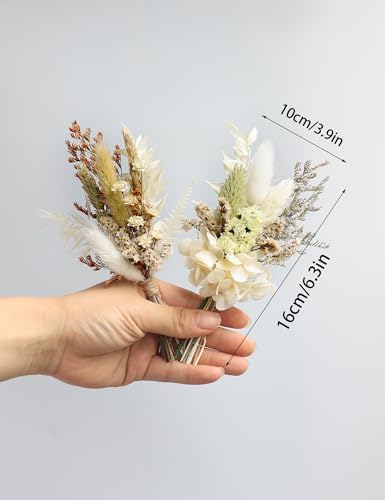 Mini Dried Flower Bouquet Set 6 Pcs White