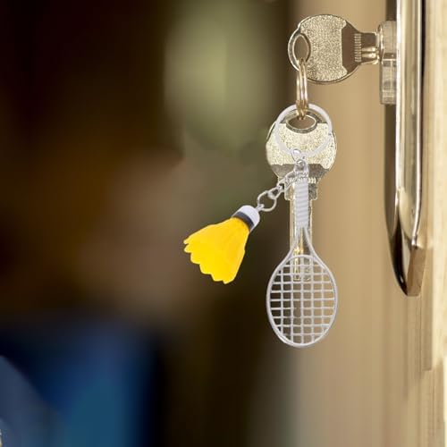 12pcs Mini Alloy Badminton Keychain with Shuttlecock Pendant