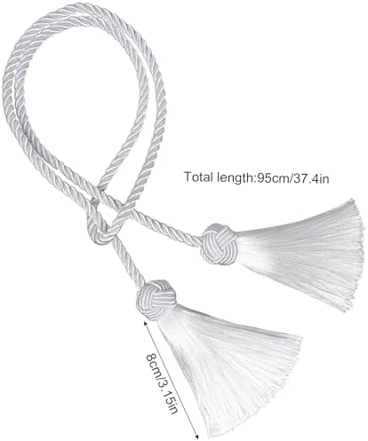 4 Pack White Curtain Tiebacks with Tassels