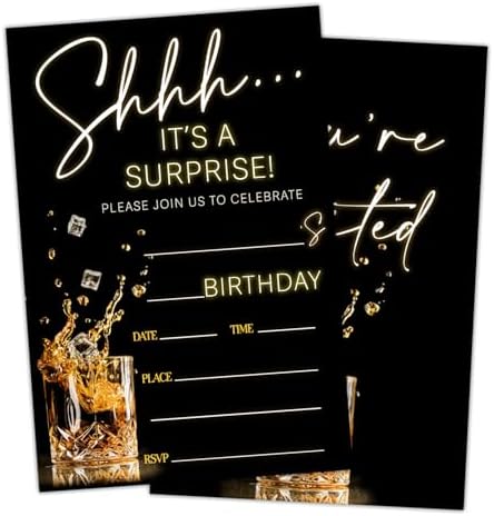 Shhh Its A Surprise Birthday Party Invitation Cards Set