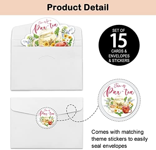 REWIDPARTY Tea Party Invitations Set of 15