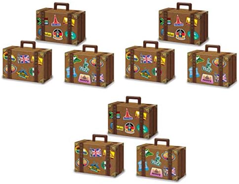 Beistle 9 Luggage Favor Boxes Brown World Traveler