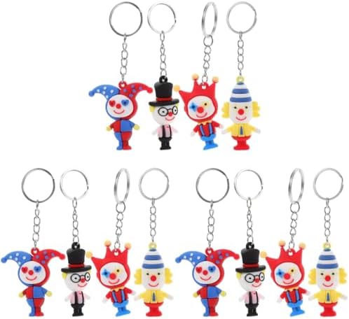 LOGOFUN 12 Pcs Crown Key Chains Resin Circus Cartoon Keyrings