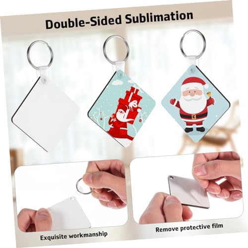 NUOBESTY 40Pcs Blank Keyrings Double Sided Keychains