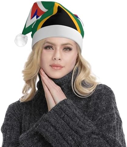 South African Flag Print Christmas Hat with LED Lights