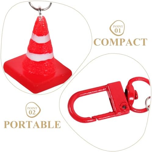 8Pcs Fun Traffic Cone Keychains - Vibrant Design