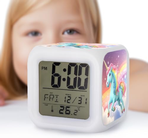 Rainbow Unicorn Alarm Clock with Nightlight