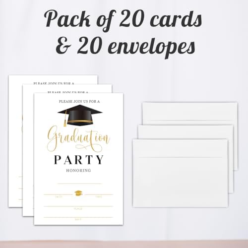 Graduation Invitation Cards With 20 Envelopes