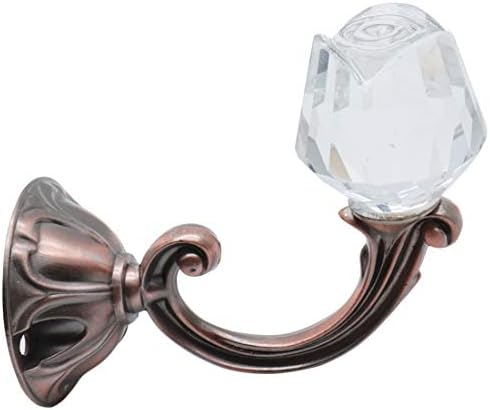Crystal Rose Head Curtain Tiebacks Red Bronze Wall Mount Hooks Pack of 2