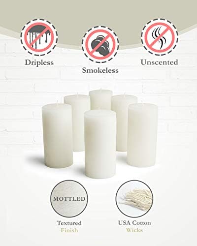 Mottled Pillar Candles Set of 6 Dripless Unscented