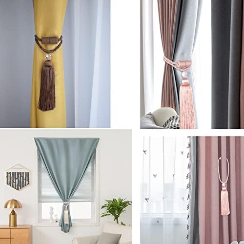 BEL AVENIR Pink Magnetic Curtain Holdbacks Tassel Ties