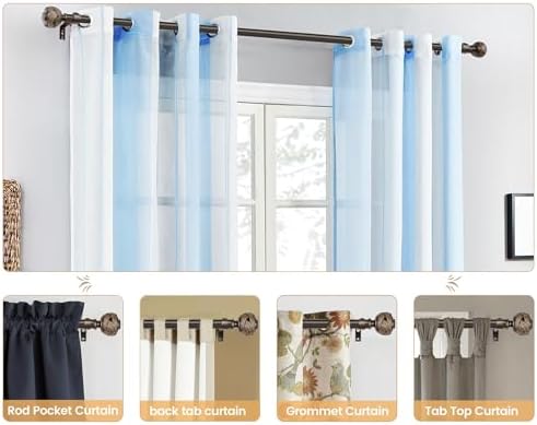 USFOOK Bronze Curtain Rods 32-58 Inches Splicing Design