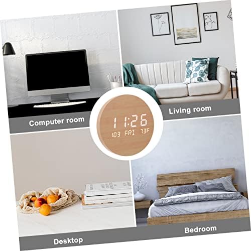 1pc Multifunctional LED Wooden Alarm Clock with Mirror
