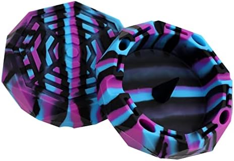 1 Silicone Geometric Ashtray - Black Blue Purple