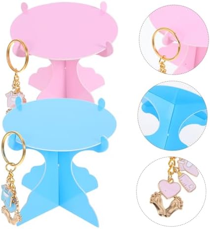 GLEAVI 1Set Shower Footprint Keychain and Mini Cupcake Rack