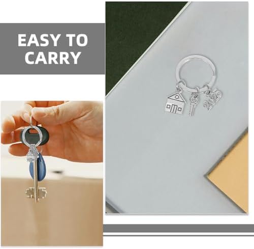 LOGOFUN 4PCS Housewarming Keychains Metal Key Ring for Bag Backpack