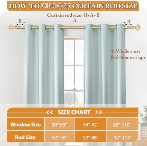TONIAL Telescoping Window Rods 48-84 Inch Luxury Gold Diamond Finial