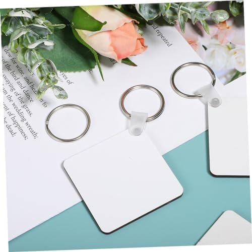 NUOBESTY 40Pcs Blank Keyrings Double Sided Keychains