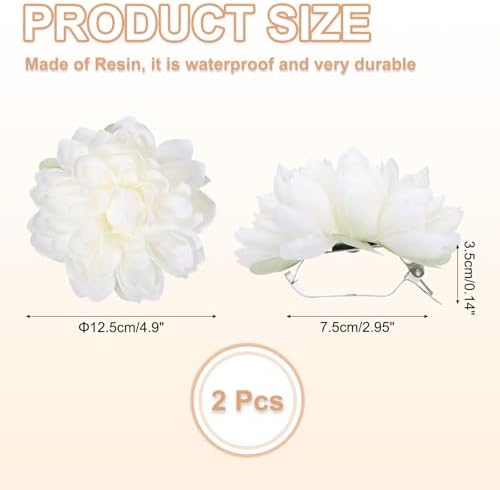 PATIKIL Lotus Flower Curtain Tiebacks 2 Pcs White Artificial Floral Clips