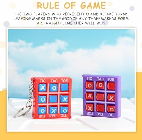 Hicarer Tic Tac Toe Keychain Set 8pcs Blue Purple Red Green