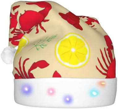 Lobster Crab Print LED Christmas Hat for Adults