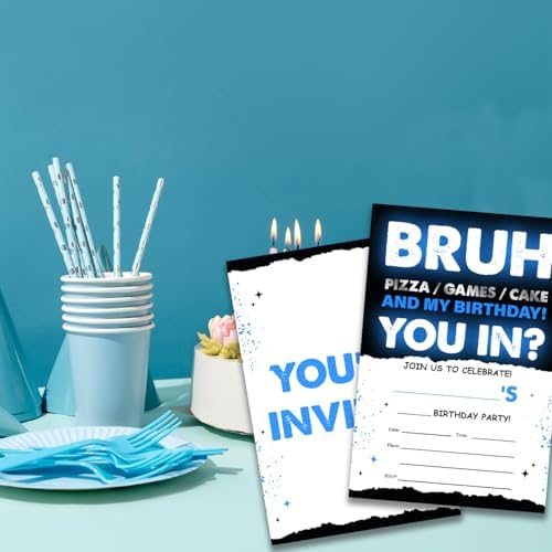 UPNEGE Birthday Invites Boy Party Invitations with Envelope Pack of 20