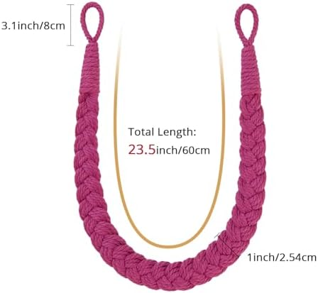 NICEEC 4 Pack Cotton Rope Curtain Tiebacks in Rose Red