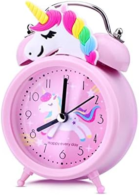 Pink Unicorn Desk Clock with Backlight and Double Bell