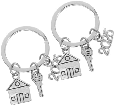 LOGOFUN 4PCS Housewarming Keychains Metal Key Ring for Bag Backpack