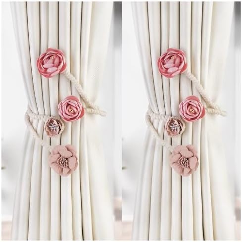 2 Pieces Flexible Curtain Tiebacks with Flower Design
