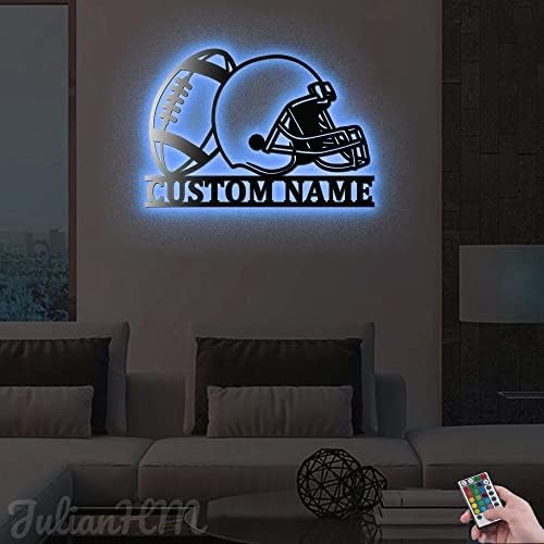 Custom Football Helmet Metal Wall Art with LED Lights