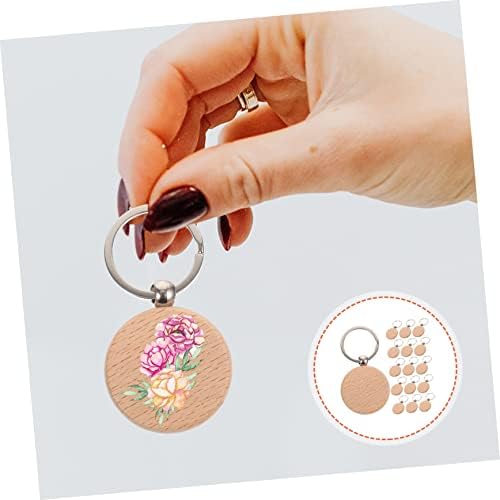 Housoutil 30pcs DIY Wood Keychain Blanks for Personalization Projects