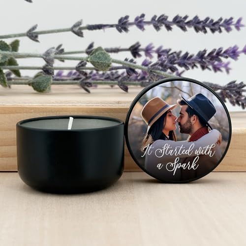 Personalized Candles with Photo Custom Wedding Favor Tin Set