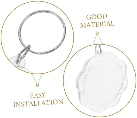 KESYOO 100pcs Flower Acrylic Keychain Blanks for Photo Frames Double-sided Keyrings