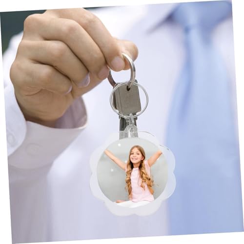 KESYOO 100pcs Flower Acrylic Keychain Blanks for Photo Frames Double-sided Keyrings