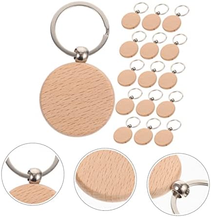 30pcs Unfinished Wooden Keychain Blanks for DIY Crafting