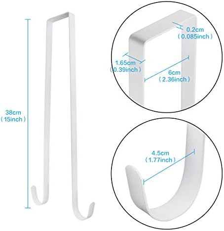 15-inch Double-Sided Wreath Hook for Christmas Durable Metal White