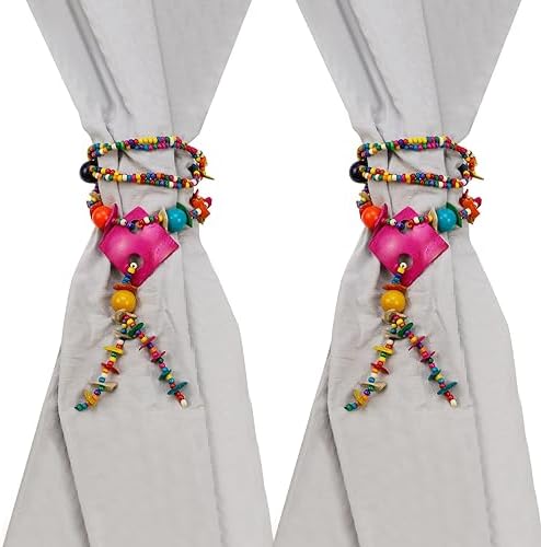 HEVSTIL Curtain Tiebacks 2 Pack Red Coconut Shell Holdbacks