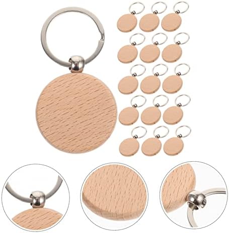 Housoutil 30pcs DIY Wood Keychain Blanks for Personalization Projects