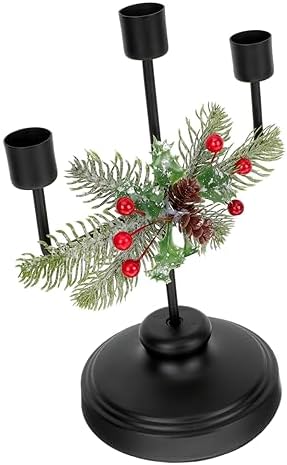 Elegant Christmas Candle Holder Three-Headed Table Centerpiece