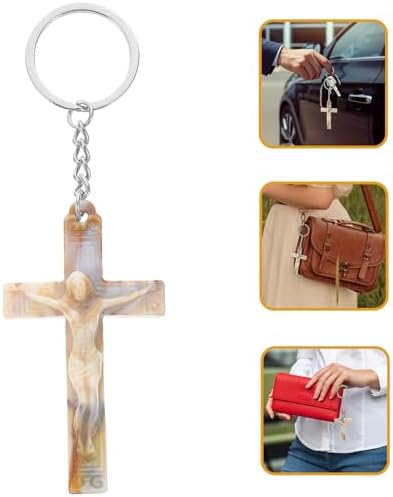 LUOZZY 12 Pcs Cross Keychains Retro Religious Christian Gifts