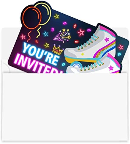 Neon Roller Skating Birthday Invitations for Girls
