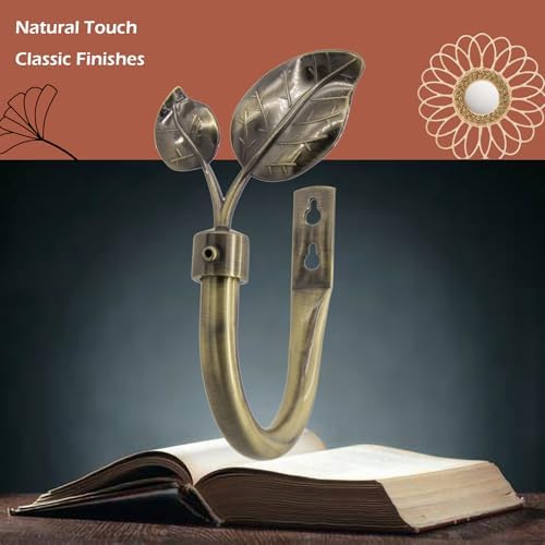 Premium Metal Leaf Curtain Holdbacks 2 Pack Antique Brass