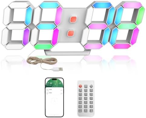 APP Control LED Digital Alarm Clock 3D Wall Clock